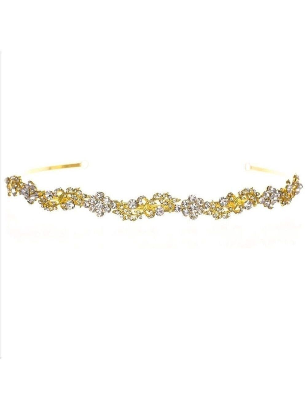 Floral Vine Pattern Crystal Bridal Headband Tiara